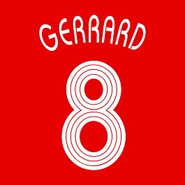 Liverpool Gerrard #28 PREMIER LEAGUE 97-06 White Name/Number Set 