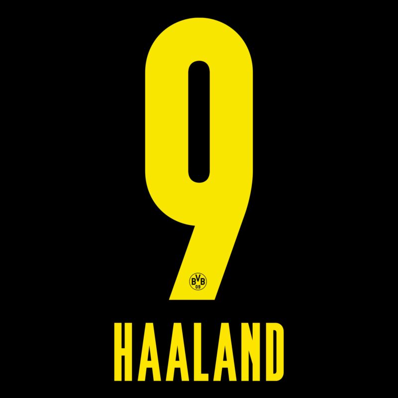 Flocage Nameset HAALAND #9 Dortmund BV 09 2019-2021 Home Domicile 