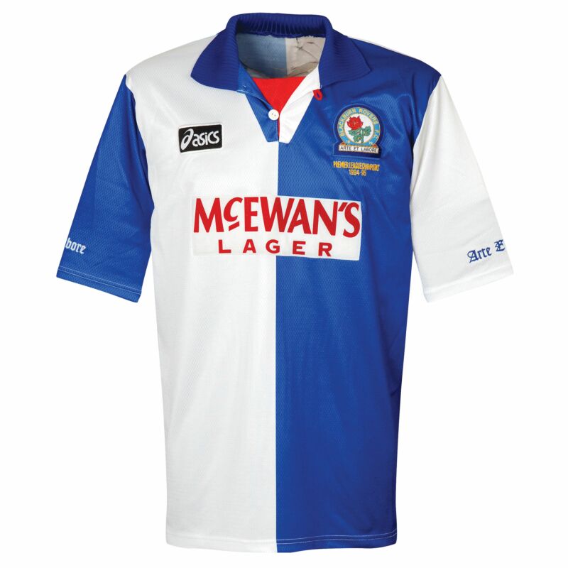 Abigarrado montar ANTES DE CRISTO. Asics Camiseta Blackburn Rovers 1995-1996 Local - Condición Bueno - Talla  Medio PREMIER LEAGUE CHAMPIONS Embroidery