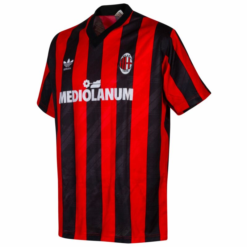 AC Milan 1990-1991 Classic Home Soccer Jersey Top  Retro Football Shirt UK 