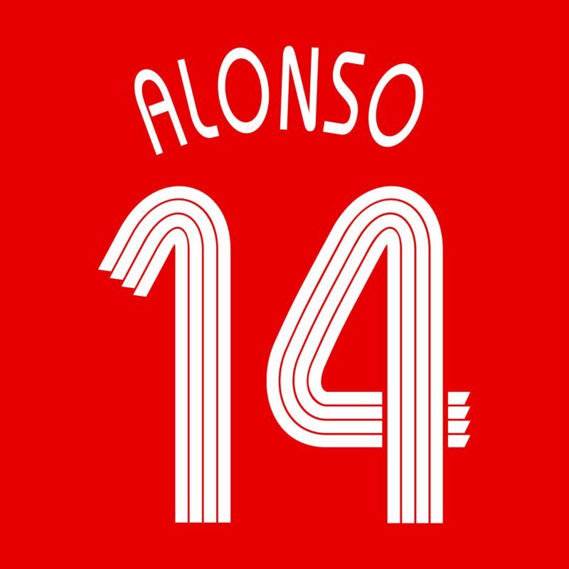 Alonso #14 Lfc ynwa 2006-2008 Home Champions League Football Nameset for shirt 
