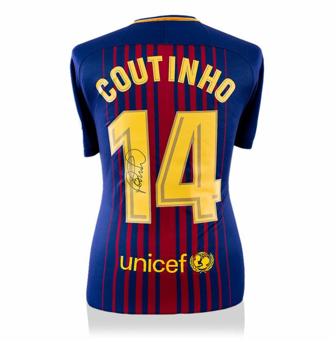 escaramuza En expansión Burro Camiseta Philippe Coutinho Autografiado Barcelona 17-18 Local