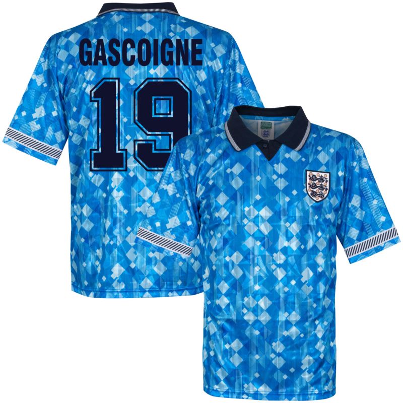 GASCOIGNE England 1990 football shirt ITALIA 90 england 3rd shirt blue MEDIUM 