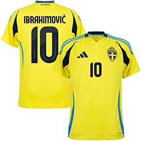 24-25 Sweden Home Shirt + Ibrahimovic 10 (Official Printing)