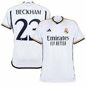 23-24 Real Madrid Home Shirt + Beckham 23 (Official Printing)