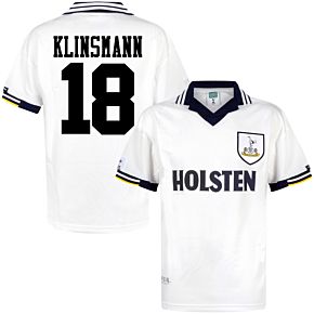 1994 Tottenham Home Retro Shirt + Klinsmann 18 (Retro Flock Printing)