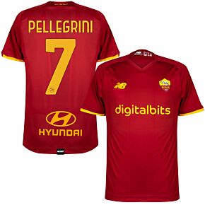 21-22 AS Roma Home Shirt + Pellegrini 7 (Official Printing)