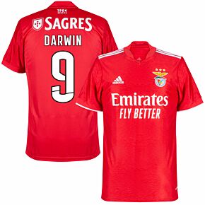 21-22 Benfica Home Shirt + Darwin 9 (Fan Style Printing)