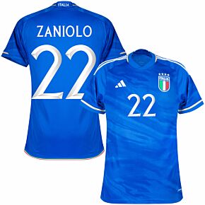 23-24 Italy Home Shirt + Zaniolo 22 (Official Printing)