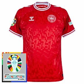 24-25 Denmark Home Shirt incl. Euro 2024 & Foundation Tournament Patches