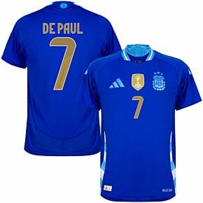 24-25 Argentina Away Authentic Shirt + De Paul 7 (Official Printing)