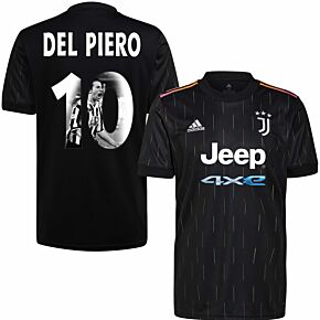 21-22 Juventus Away Shirt + Del Piero 10 (Gallery Printing)