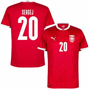 20-21 Serbia Home Shirt + Sergej 20 (Official Printing)