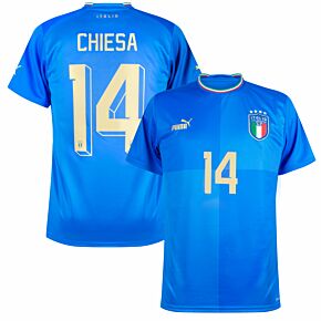 22-23 Italy Home Shirt + Chiesa 14 (Official Printing)
