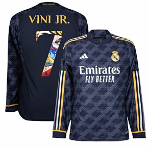 23-24 Real Madrid Authentic Away L/S Shirt + Vini Jr. 7 (Pre-Season Printing)