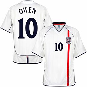 2002 England Home Retro Shirt + Owen 10 (Retro Flock Printing)