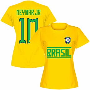 Brazil Team Neymar Jr 10 Womens T-shirt - Yellow