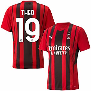 21-22 AC Milan Home Shirt + Theo 19 (Official Printing)