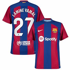 23-24 Barcelona Dri-Fit ADV Match Home Shirt + Lamine Yamal 27 (La Liga)