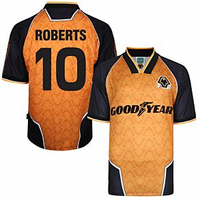 1996 Wolves Retro Home Shirt + Roberts 10 (Retro Flock Printing)
