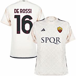 23-24 AS Roma Away Shirt incl. SPQR Sponsor + De Rossi 16 (Official Printing)