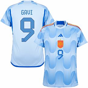 22-23 Spain Away Shirt + Gavi 9 (Official Printing)