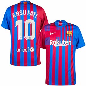21-22 Barcelona Home Shirt + Ansu Fati 10 (Official Printing)
