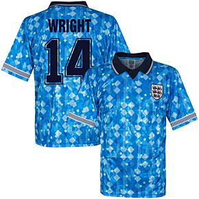 1990 England 3rd Wright 14 Retro World Cup Finals Shirt (Retro Flock Printing)