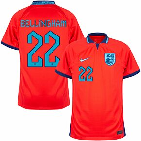 22-23 England Away Shirt + Bellingham 22 (Official Printing)