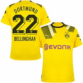 22-23 Borussia Dortmund Home Cup Shirt + Bellingham 22 (Official Printing)