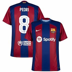 23-24 Barcelona Home Shirt + Pedri 8 (Cup Style)