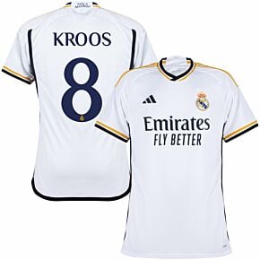 23-24 Real Madrid Home Shirt + Kroos 8 (Official Cup Printing)