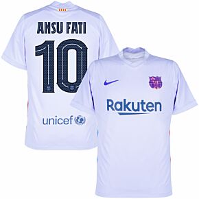 21-22 Barcelona Away Shirt + Ansu Fati 10 (Official Cup Printing)