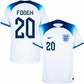 22-23 England Home Shirt + Foden 20 (Official Printing)