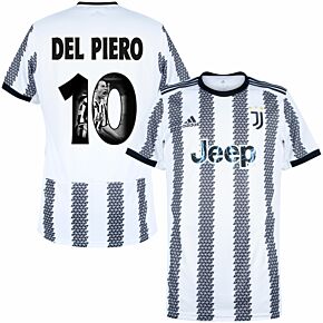 22-23 Juventus Home Shirt + Del Piero 10 (Gallery Printing)
