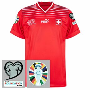 22-23 Switzerland Home Shirt + Euro 2024 Qualifying Patch Set