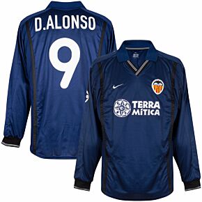 00-01 Valencia Away L/S Players Jersey + D.Alonso No.9