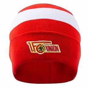 FC Union Berlin Logo Stripe Beanie Hat - Red/White