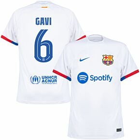 23-24 Barcelona Away Shirt + Gavi 6 (Official Cup Printing)