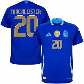 24-25 Argentina Away Authentic Shirt + Mac Allister 20 (Official Printing)