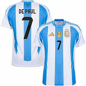 24-25 Argentina Home Shirt + De Paul 7 (Official Printing)