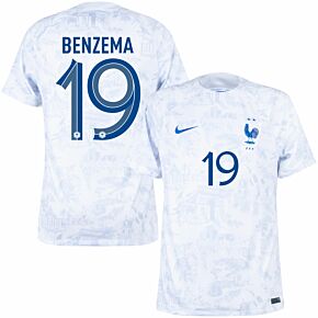 22-23 France Away Shirt + Benzema 19 (Official Printing)