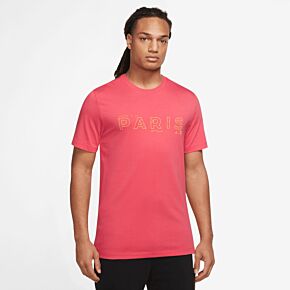 2023 PSG x Jordan T-Shirt - Light Fusion Red/Tour Yellow