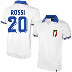 1982 Italy Away Shirt + Rossi 20 (Retro Flock Printing)