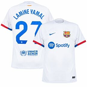 23-24 Barcelona Away Shirt + Lamine Yamal 27 (La Liga)