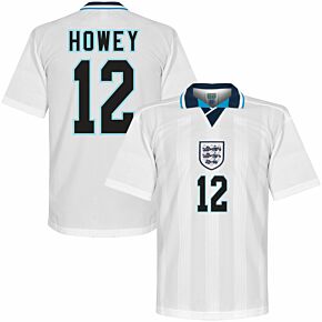 1996 England Euro 96 Home Retro Shirt + Howey 12 (Retro Flex Printing)