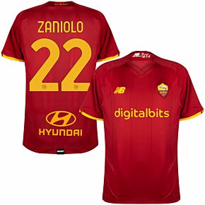 21-22 AS Roma Home Shirt + Zaniolo 22 (Official Printing)