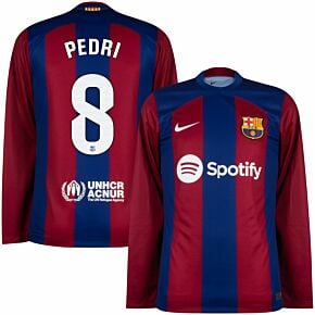 23-24 Barcelona Home L/S Shirt + Pedri 8 (La Liga)