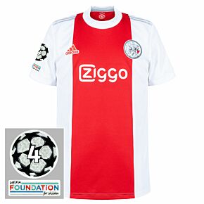 21-22 Ajax Home Shirt + 4 Times Winner & UEFA Foundation Patches