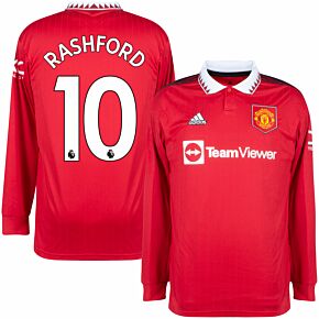 22-23 Man Utd Home L/S Shirt + Rashford 10 (Premier League)